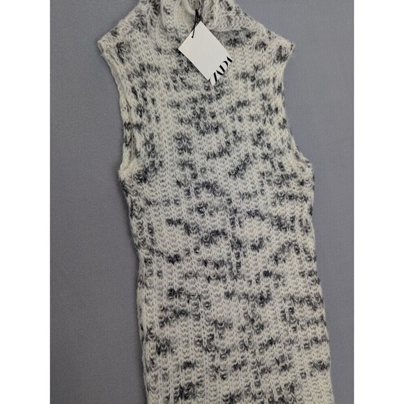 Zara Cream and Black Sleeveless Alpaca Wool Blend Sweater M - Picture 4 of 13